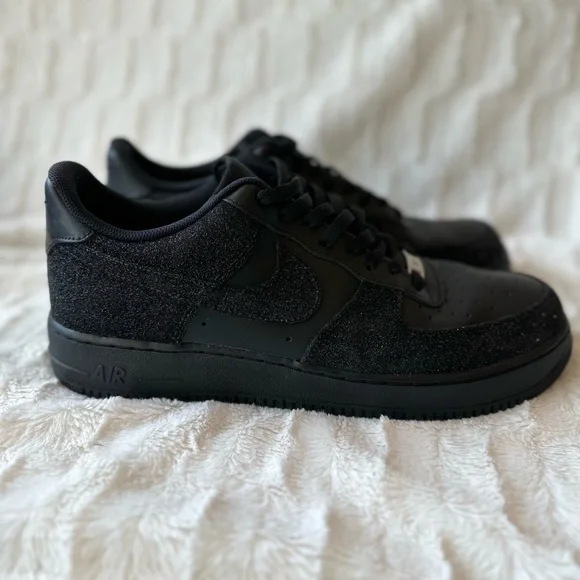 Nike Shoes Custom Nike Air Force Black Black Glitter Poshmark